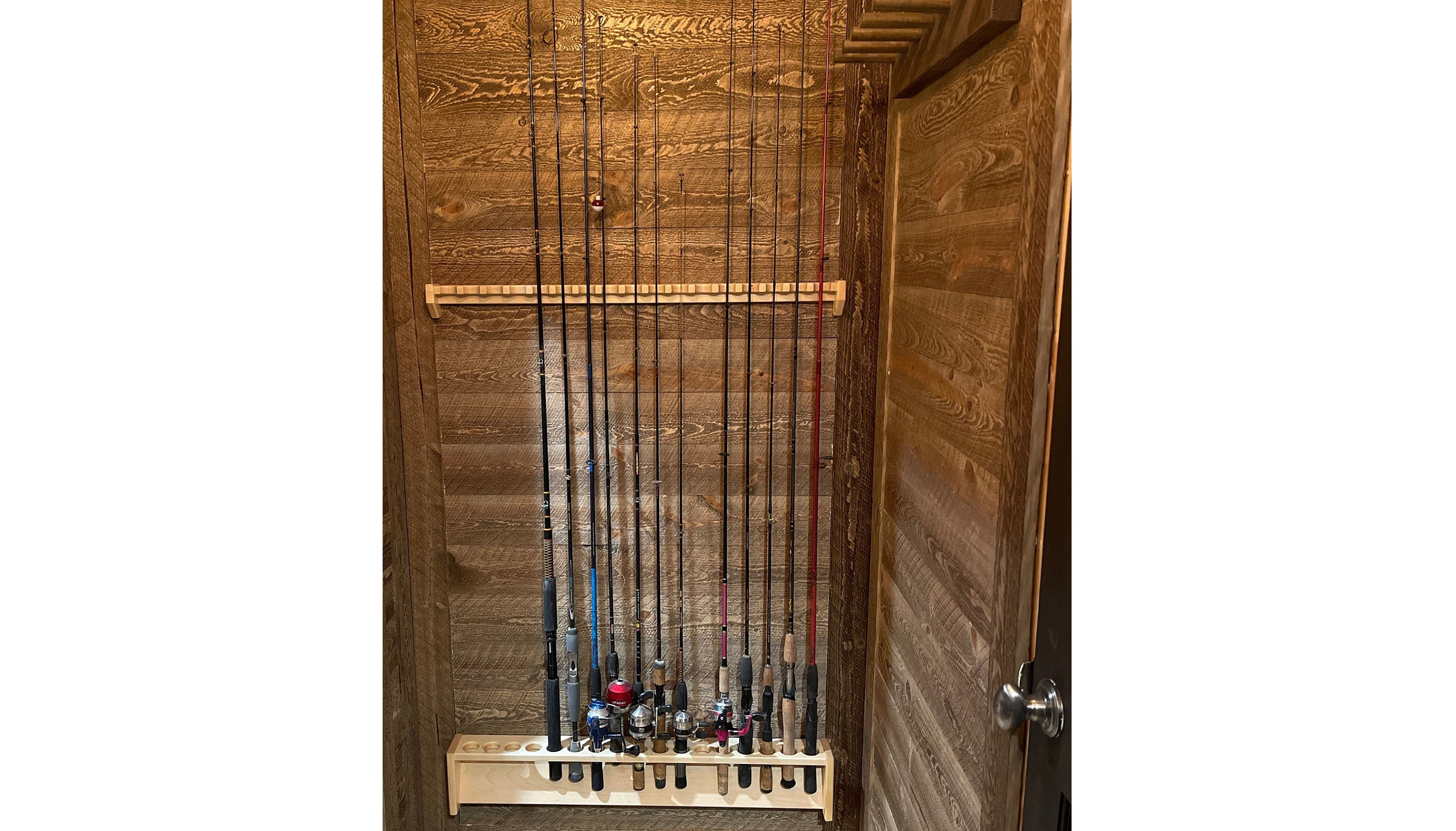 Maple Fishing Rod Rack, Wall Mount Pool Cue Holder, Father's Day Gift for  Fisherman, Outdoorsman, Built in Home Decor 4 Fishing Cabin, Lodge -   Ireland