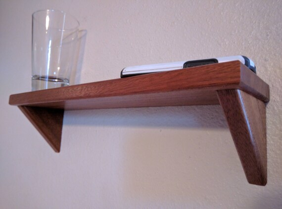 Shelf Simple Mahogany Wood Shelf 16 Inch Keyhole Mount no