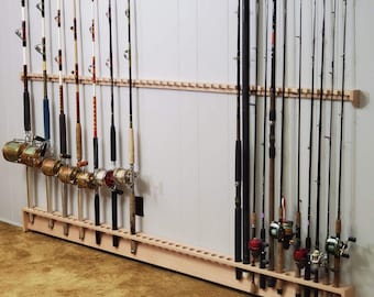 Large Fishing Rod Rack, Pole Holder, Rod and Reel Organizer for Outfitter, Tackle Shop Custom Inventory Showcase, Hunting Cabin, Lodge Decor