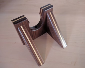 Walnut Ukulele Wall Hanger with Maple Inlay, Instrument Display