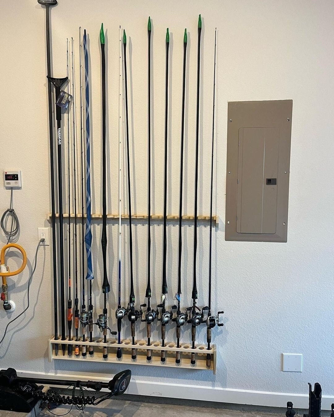 Fishing Rod Rack, Custom Size Unfinished Solid Wood Pole Holder, Vertical Tackle Storage Solution, Housewarming Gift for Fisherman, Hunter