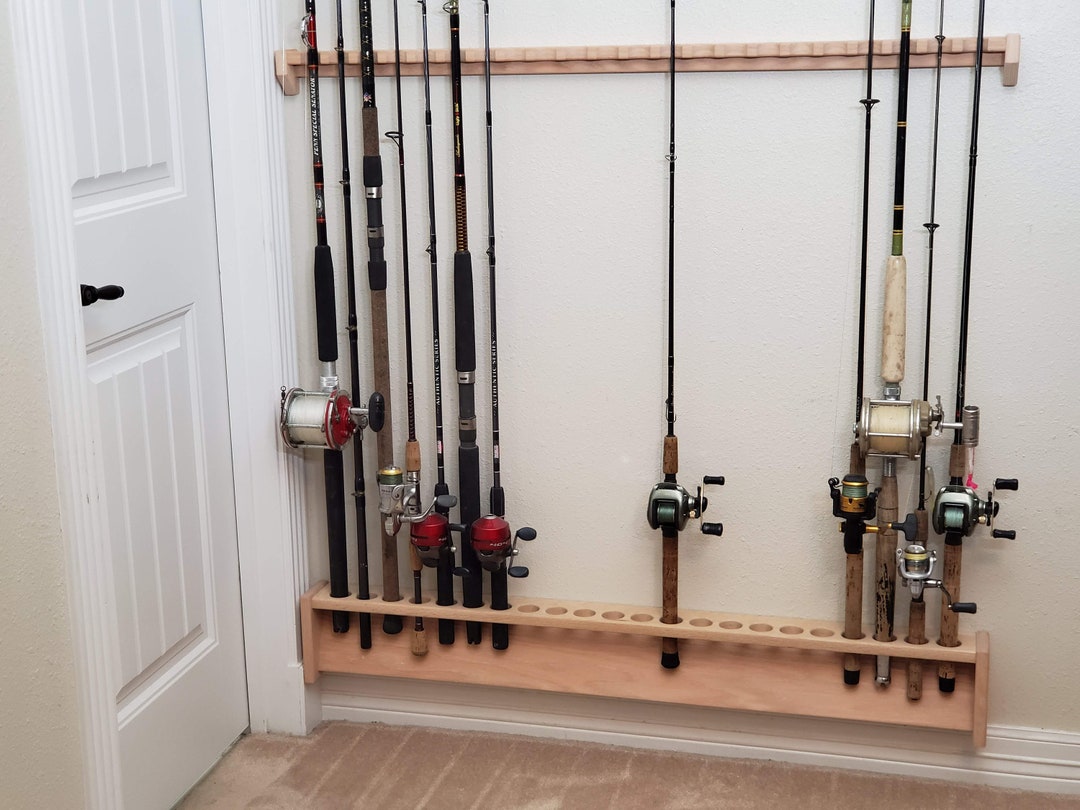 Wall Mount Rod Rack, Fishing Pole Holder, Large Tackle Organizer, Fathers  Day Gift for Fisherman, Birthday Present for Dad, Grandpa, Uncle 