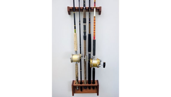 Vertical Fishing Rod Rack, Wall Mount, Solid Mahogany, Custom Size Pole  Holder, Storage, Walking Cane Stand, Staff Holster, Cane Pole Rest -  UK