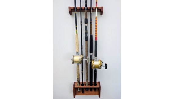 Vertical Fishing Rod Rack, Wall Mount, Solid Mahogany, Custom Size Pole  Holder, Storage, Walking Cane Stand, Staff Holster, Cane Pole Rest 