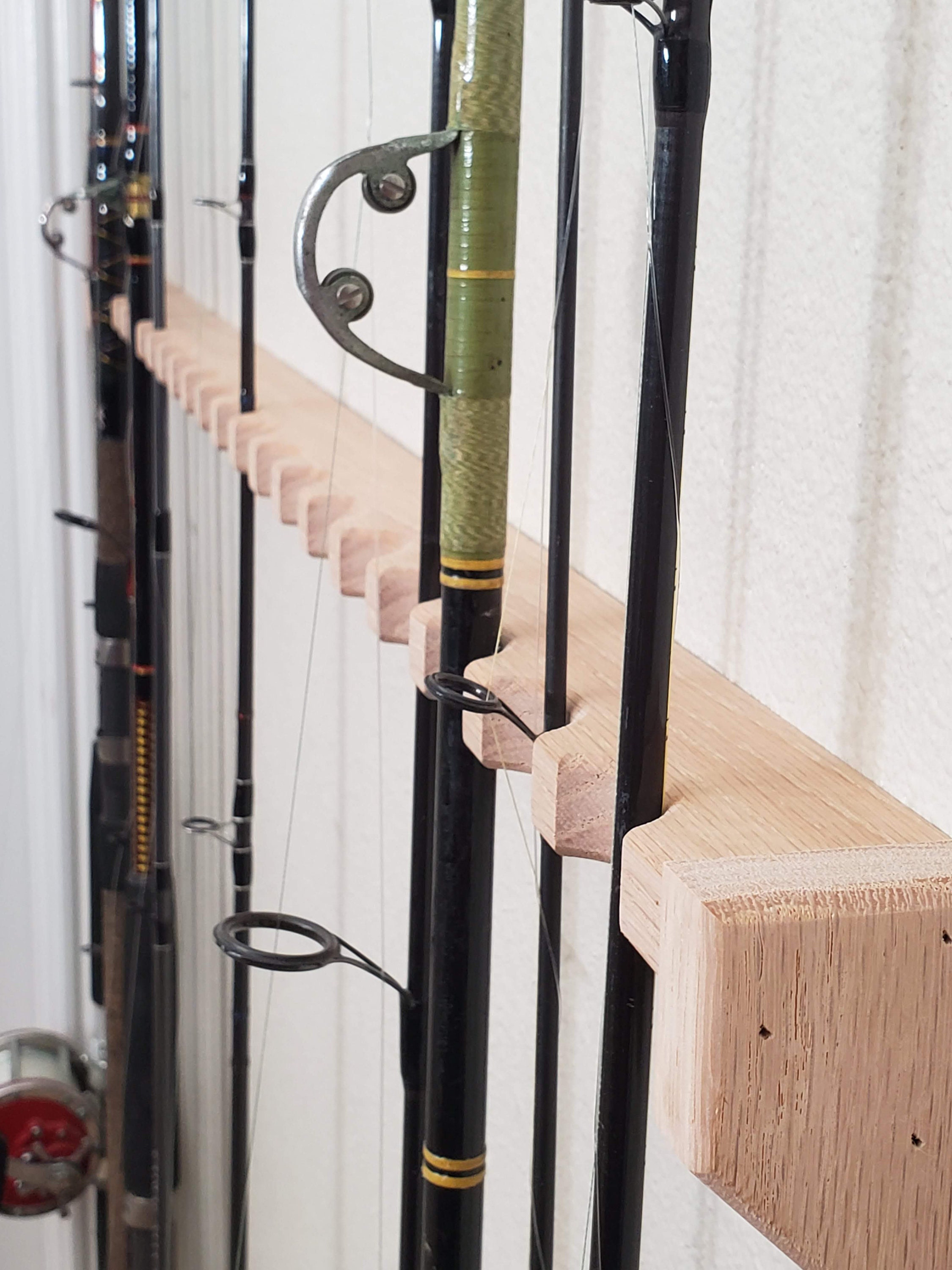 Overhead or Wall Fishing Rod Rack, 49 long Wall Mount Holder Horizontal  Pole