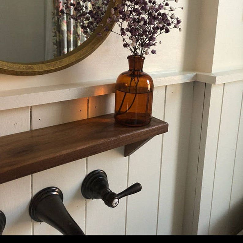 16 inch Walnut Shelf Simple Shelf Keyhole Mount Wall Hanging Etsy