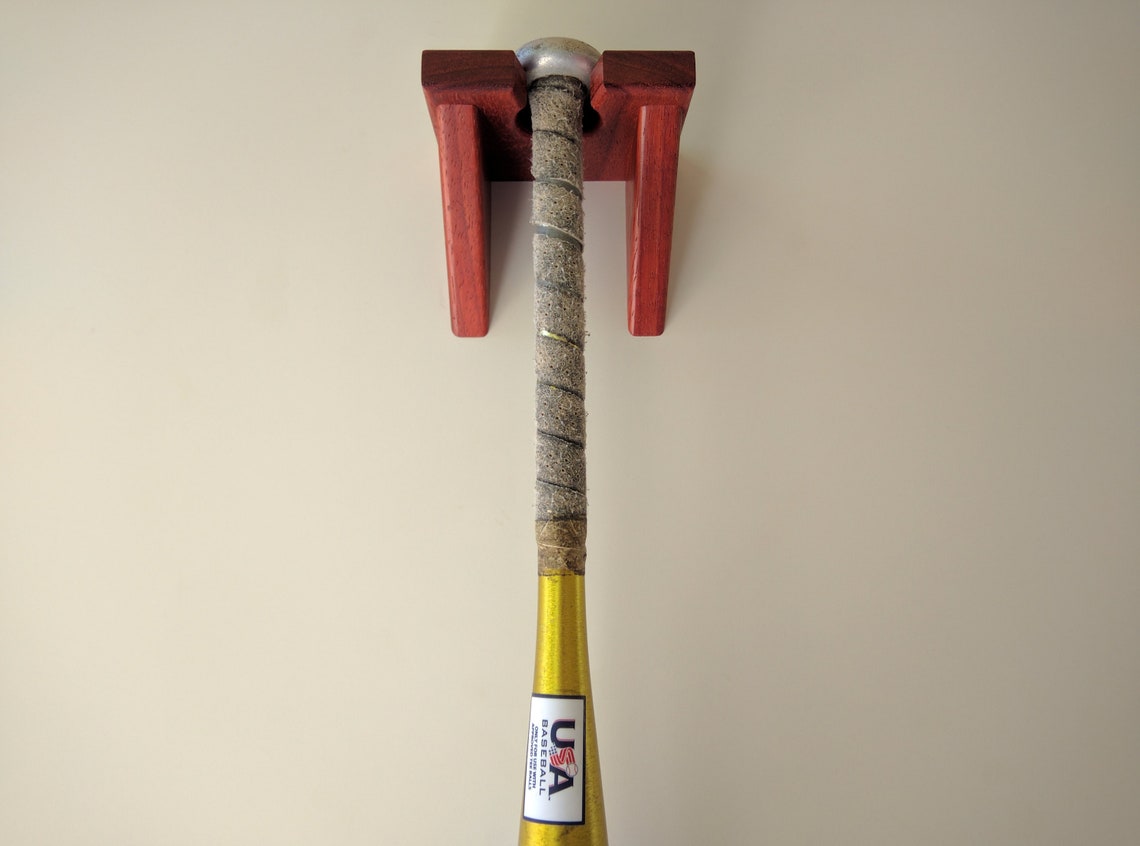Baseball Bat Wall Hanger Padauk Wood Sports Equipment Etsy