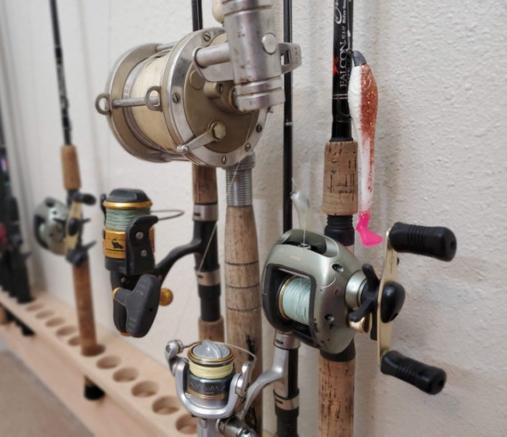 Large Fishing Rod Rack, Pole Holder, Rod and Reel Organizer for Outfitter,  Tackle Shop Custom Inventory Showcase, Hunting Cabin, Lodge Decor -   Sweden