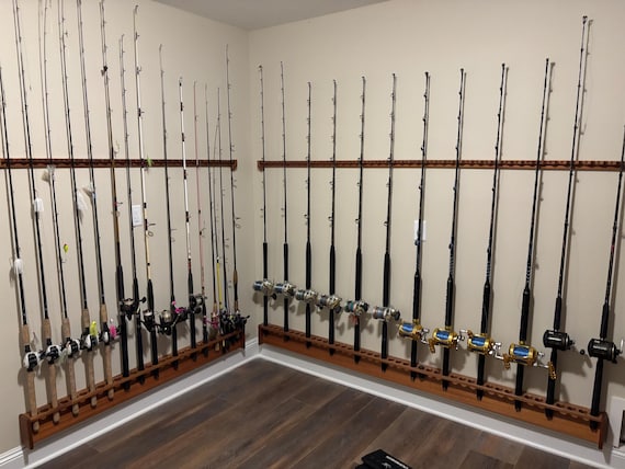rack em fishing rod holder Rack'em Easy installation with mounting hardware (conical anchors Mahogany Fishing Rod Rack, Custom