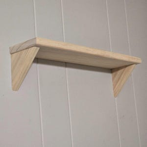 Solid Wood Shelf, 16 Inch Unfinished Pine Shelving, Wall Mount Shelves for Bedroom, Wooden Decorator Accent Showcase for Seasonal Decor
