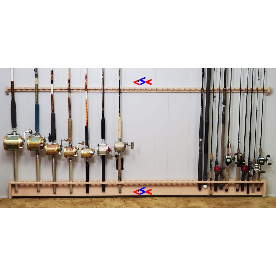 Fishing Rod Rack, Custom Size Unfinished Solid Wood Pole Holder, Vertical  Tackle Storage Solution, Housewarming Gift for Fisherman, Hunter 