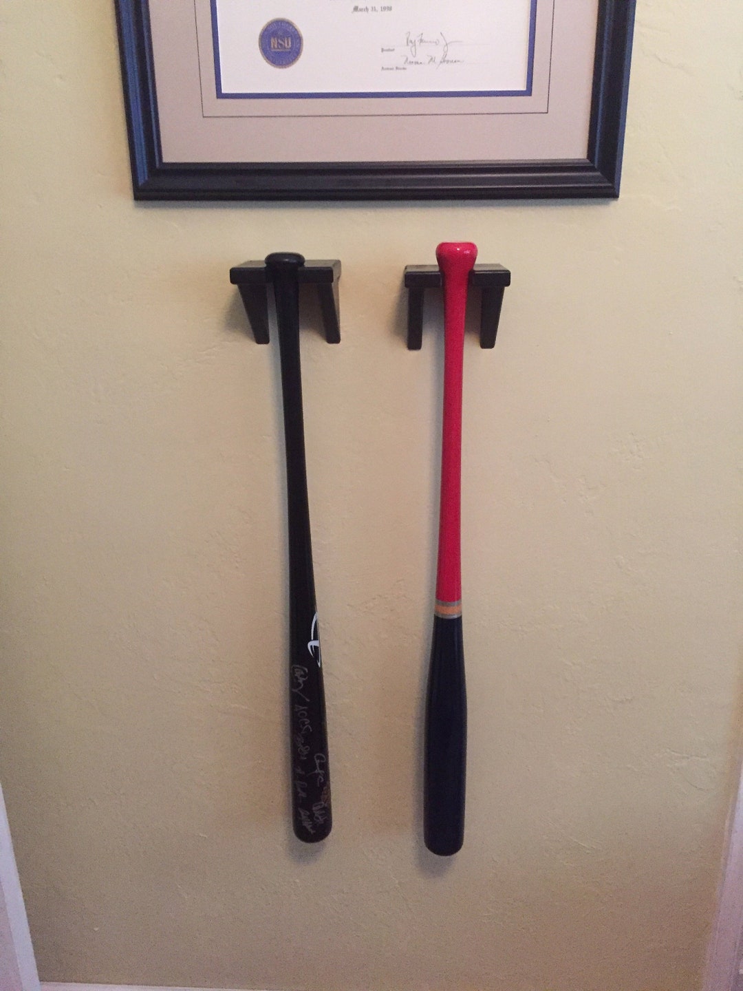 Black Baseball Bat Hanger Sport Theme Bedroom Decor Trophy Etsy