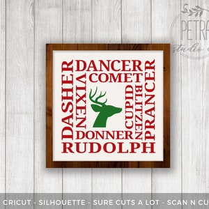Rentier Namen geschnitten Datei und Printable für Ihre Weihnachten Home Dekor und rustikale Schild. Fixierer Ober. Persönliche und geschäftliche Nutzung.