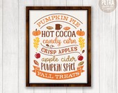 Fall Treats, Pumpkin Pie, Hot Cocoa, Candy Corn SVG Cut File. For Personal and Commercial Use.