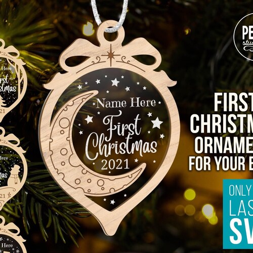 First Christmas Ornament SVG Bundle Files for Laser Glowforge. - Etsy