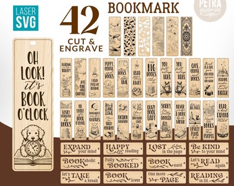 42 Designs of Bookmark Laser Ready SVG Cut Files Bundle. Laser ready for Glowforge, Lightburn And XTool.