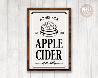 Homemade Apple Cider Sign SVG Cut File. A Fall SVG Cut File. Great for Rustic Sign and Modern Farmhouse Decor.