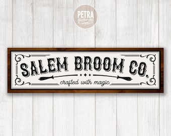 Salem Broom Co Sign SVG. A Halloween SVG Cut File. Great for Halloween Rustic Home and Modern Farmhouse Decoration.