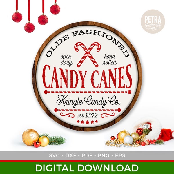 Fichier de coupe SVG Kringle Candy Co cannes de bonbon. Idéal pour créer une décoration murale de Noël.