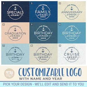 Custom Logo Cruise SVG Cut File. Made To Order Customizable Name And Year of Your Choice.