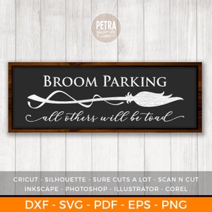 Halloween-svg, bezem, parkeren, Halloween-teken, heksenbezem, herfstsvg, herfstsvg, heksenbezem, digitaal bestand, houten bord svg, rustieke svg