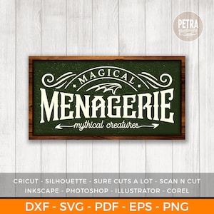Halloween SVG. Magical Menagerie Mythical Creatures SVG Cut File. Great for Crafting Halloween Rustic Sign and Modern Farmhouse Decoration.
