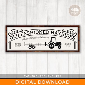File di taglio SVG Old Fashioned Hayrides. Un file di taglio SVG autunnale. Ottimo per insegne rustiche e decorazioni moderne per fattorie.