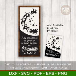 May You Never Be Too Grown Up to Search The Skies on Christmas Eve SVG Cut File for Rustic Christmas Home Decor Farmhouse Wall Decoration