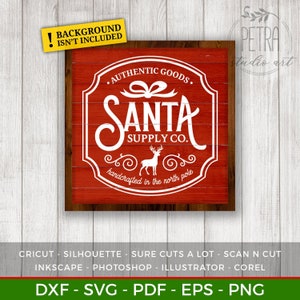 Santa Supply Co teken SVG-bestand voor rustieke kerst Home Decor en boerderij wanddecoratie. Persoonlijk en klein zakelijk gebruik
