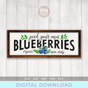 Pick Your Own Blueberries SVG for Summer Farmhouse Sign.