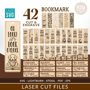 42 Designs of Bookmark Laser Ready SVG Cut Files Bundle. Laser ready for Glowforge, Lightburn And XTool.