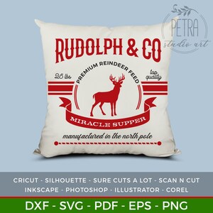 Saco de comida para renos y almohada, archivo Svg para cortar para decoración rústica navideña del hogar y letrero de pared de granja. Uso personal y para pequeñas empresas.