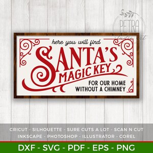 Santa's Magic Key SVG-bestand knippen voor rustieke kerst Home Decor en boerderij wanddecoratie. Persoonlijk en klein zakelijk gebruik.