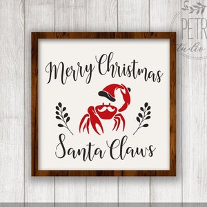 Merry Christmas Santa Claws Svg Cut-bestand afdrukbaar voor Christmas Home Decor en rustiek bord. Grappig decor. Persoonlijk en klein zakelijk gebruik.