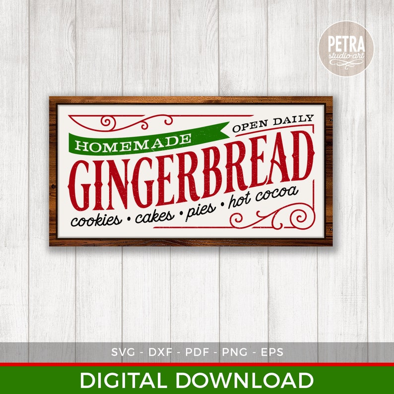 Homemade Gingerbread Bakery SVG Cut File for Rustic Christmas Home ...