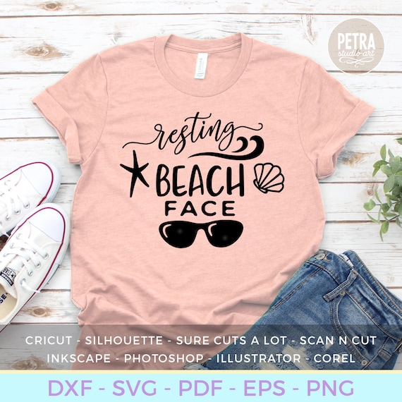 Summer SVG Cut File. Resting Beach Face. Great for Summer Cruise Shirt and Vacation on Beach Shirt.