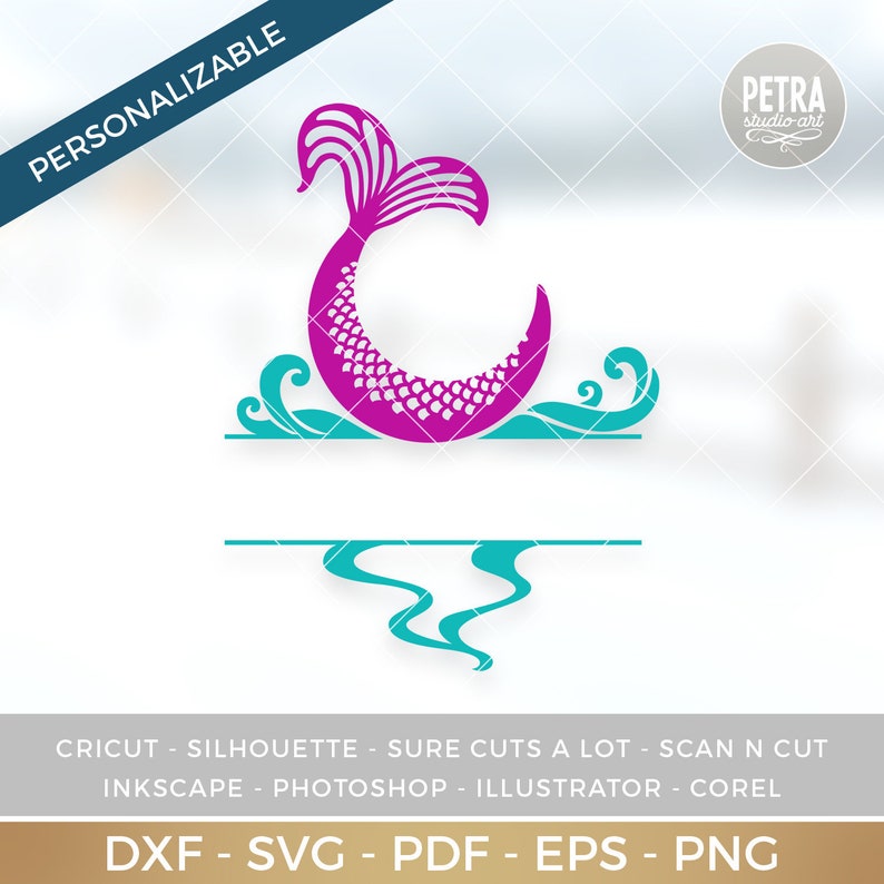 Download Mermaid SVG Cut File. Split Mermaid Tail SVG. Great for ...