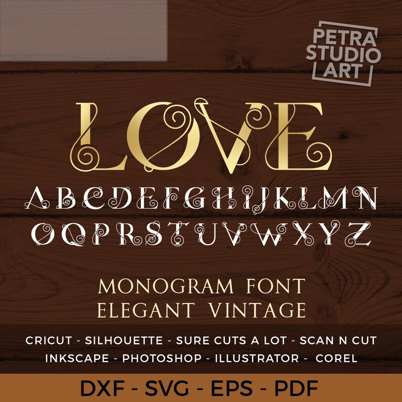 Download Elegant Monogram Font svg for Wedding Invitation. Single | Etsy