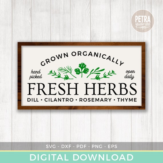 Fresh Herbs SVG Cut File for Spring Season Home Decoration. For personal and small business commercial use.