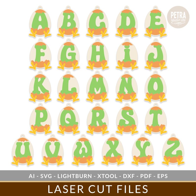 Easter Chick Alphabet Laser Cut Files. 26 Cute Digital Letters in ...