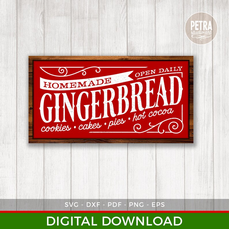 Homemade Gingerbread Bakery SVG Cut File for Rustic Christmas Home ...