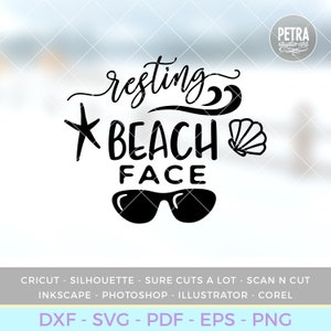 Archivo de corte SVG de verano. Cara de playa en reposo. Ideal para camisetas de cruceros de verano y camisetas de vacaciones en la playa. imagen 2