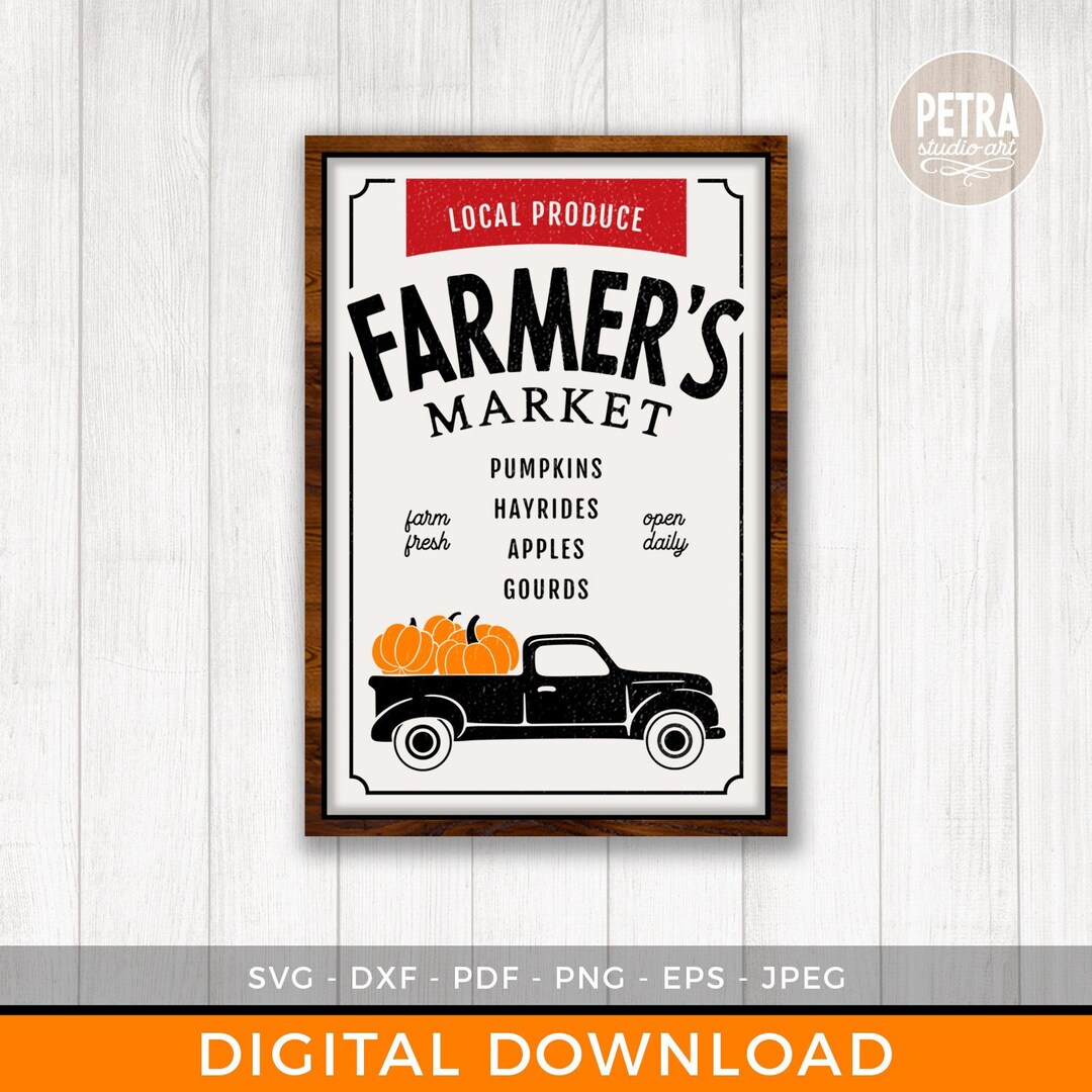 Farmer’s Market Portrait SVG Cut File. A Fall SVG Cut File With Truck