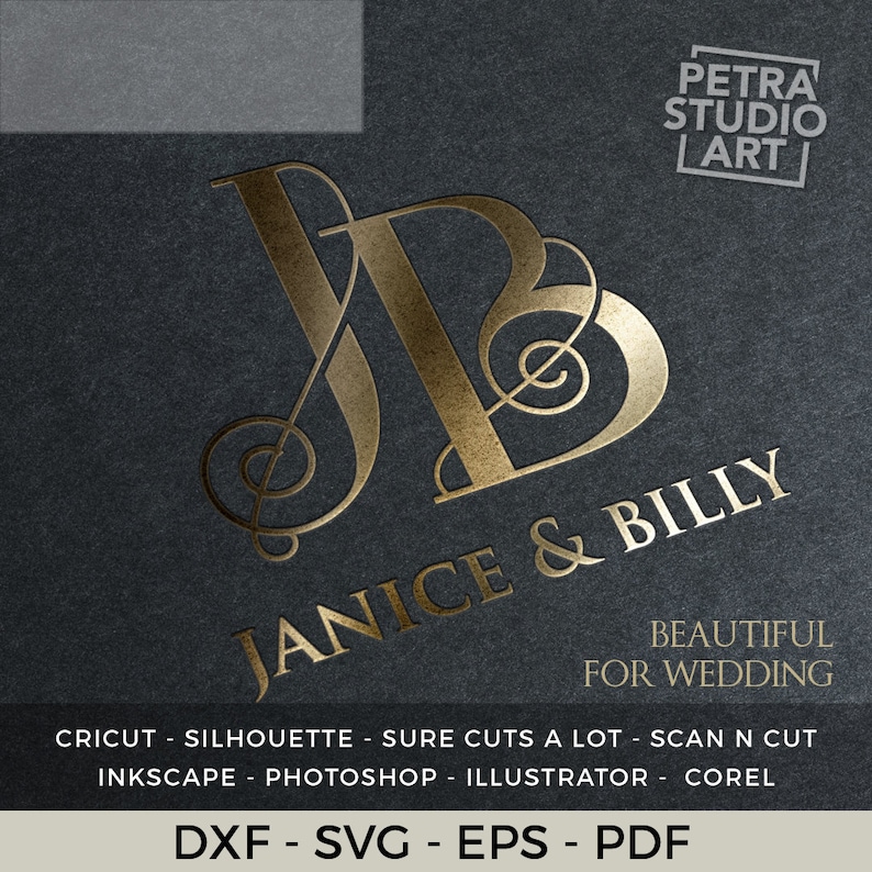 Download Elegant Monogram Font svg for Wedding Invitation. Single | Etsy