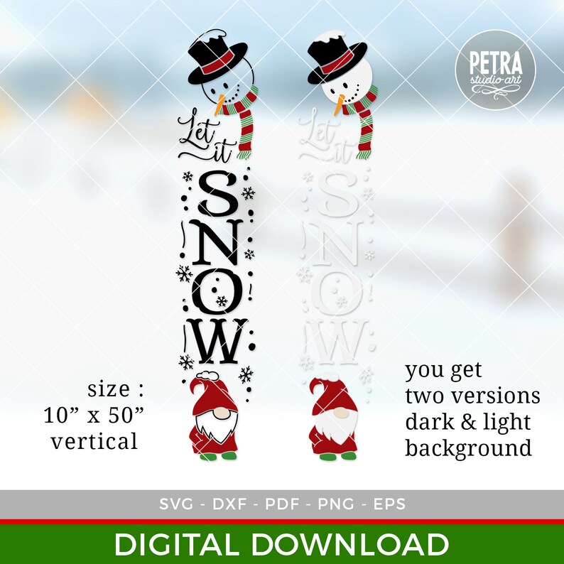 Download Let It Snow Vertical Christmas SVG With Snowman. Great for ...