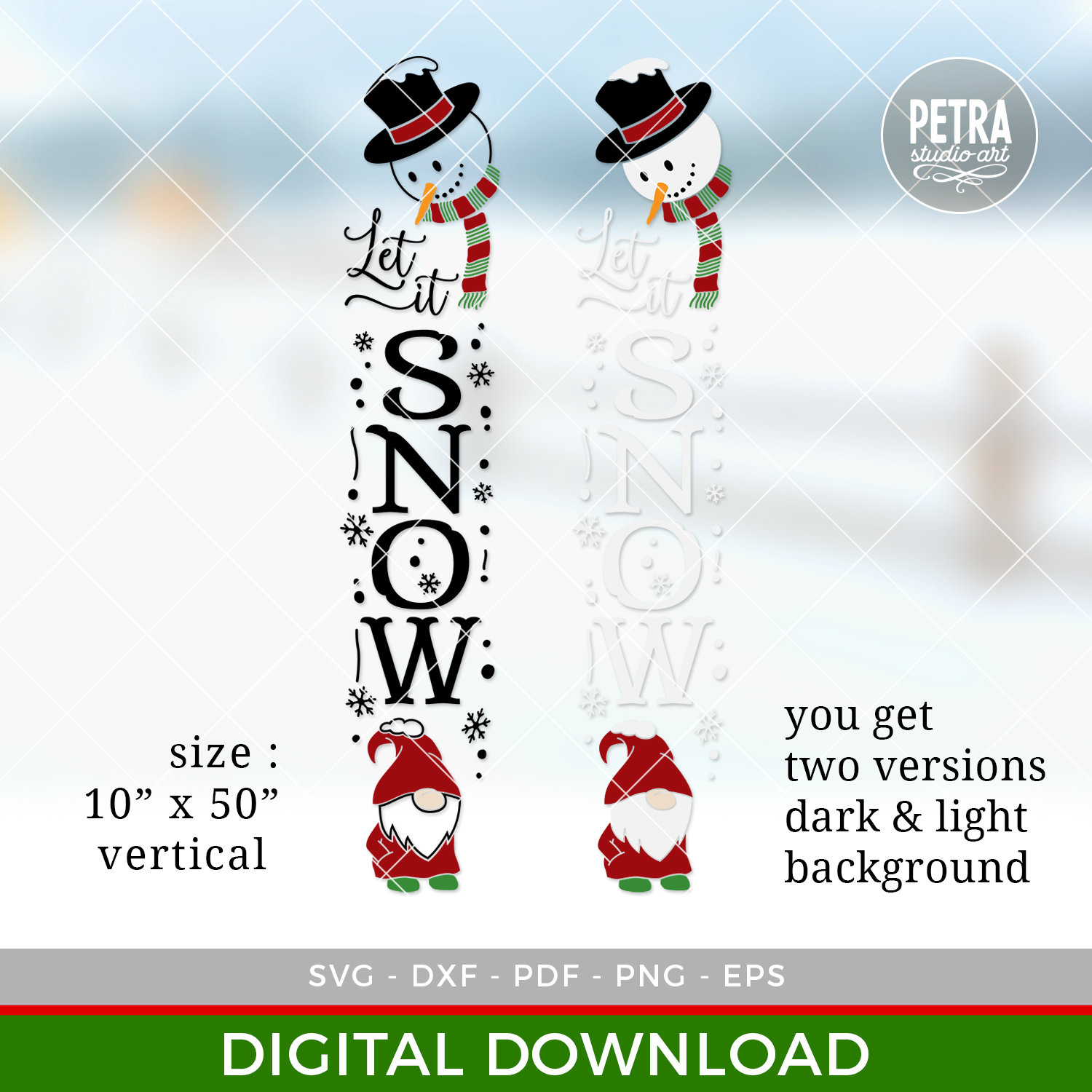 Let It Snow Vertical Christmas SVG With Snowman. Great for Crafting ...