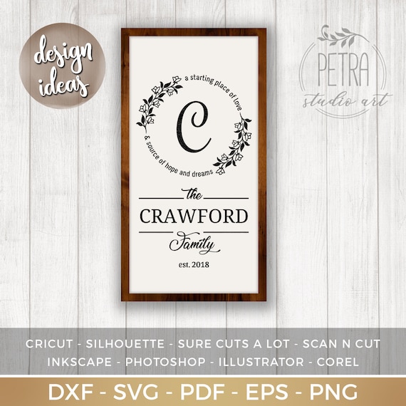 Download Family Last Name Letter With Spring Wreath Svg For Modern Etsy