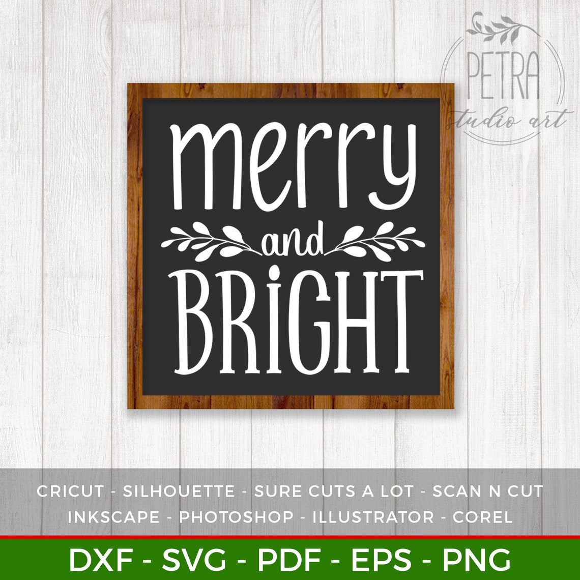 Merry and Bright Svg Dxf Cut File and Printable for Christmas - Etsy
