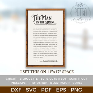 The Man in the Arena Quotes Printable Poster for Rustic Home Decor and ...