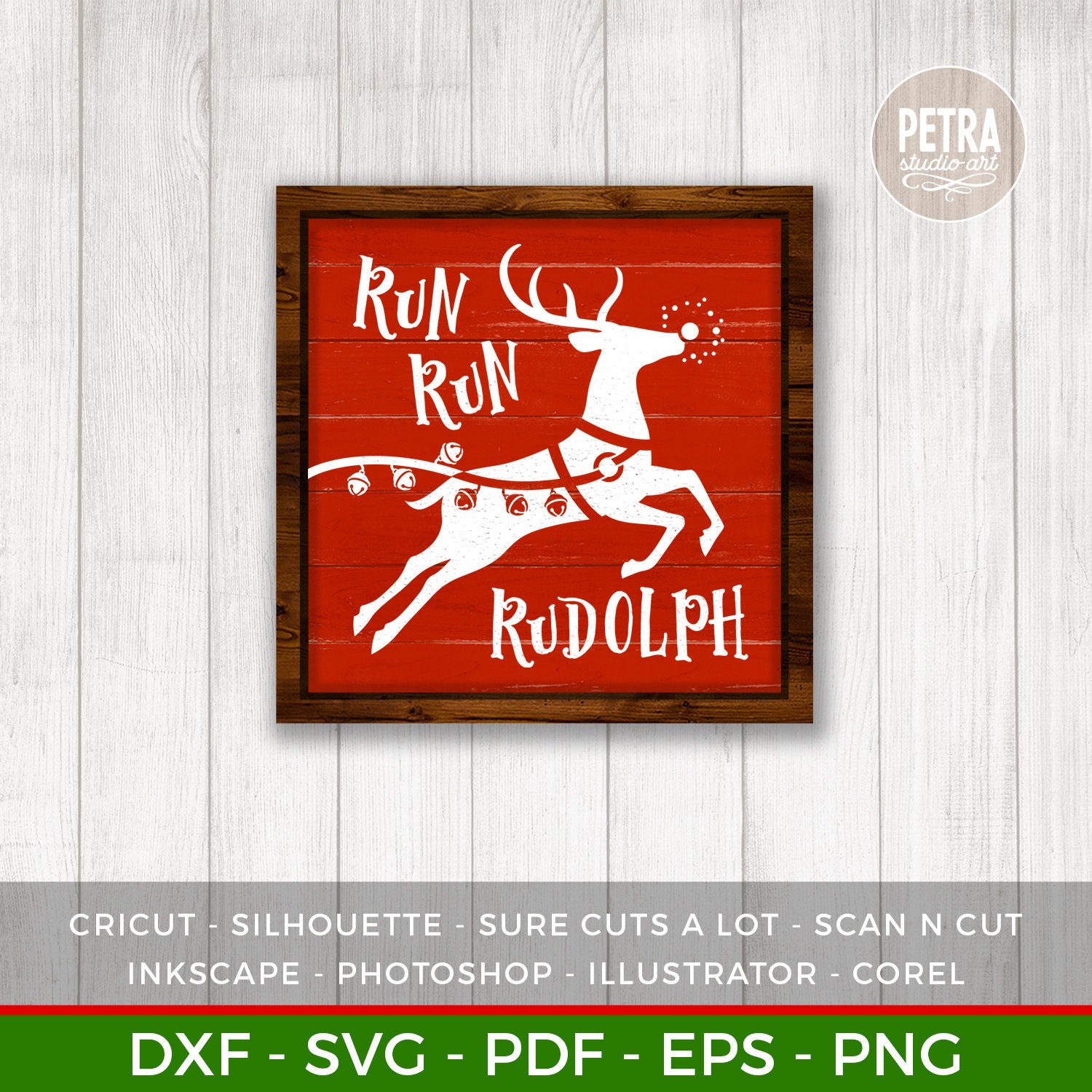Run Run Rudolph SVG. A Christmas Santa Claus Reindeer SVG. Great for ...